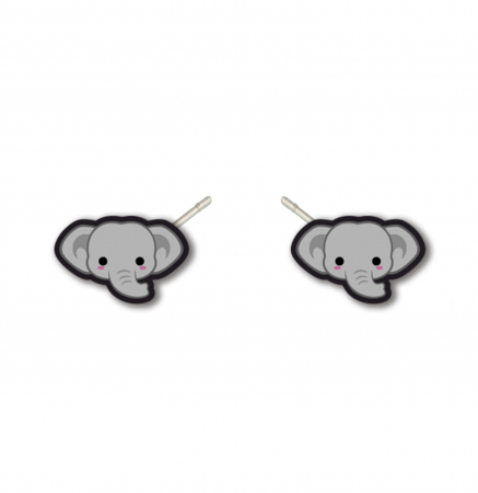 Cercei din lemn - Cercei handmade elefant cap cu tortite de otel inoxidabil, 12mm