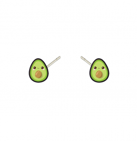 Cercei din lemn - Cercei handmade Avocado cu tortite de otel inoxidabil, 12mm