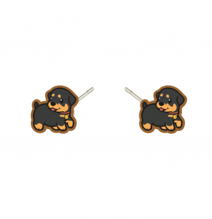 Cercei - Cercei handmade Baby Rotweiler cu tortite de otel inoxidabil, 12mm