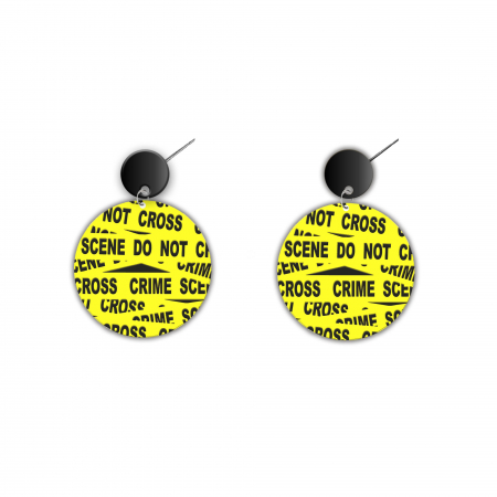 Cercei din lemn - Cercei handmade Crime Scene cu tortite de otel inoxidabil, 45 mm
