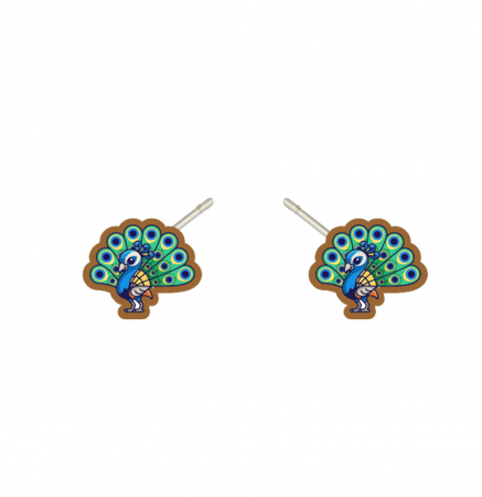 Cercei - Cercei handmade pauni cu tortite de otel inoxidabil, 12mm