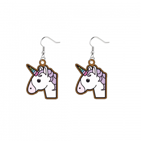 Cercei handmade Unicorn cu tortite de otel inoxidabil, 30 mm