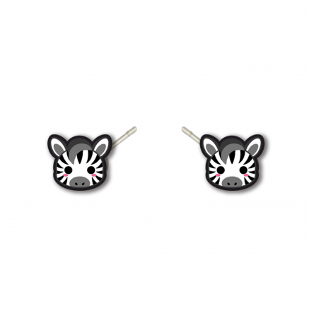 Cercei handmade zebra cu tortite de otel inoxidabil, 12mm