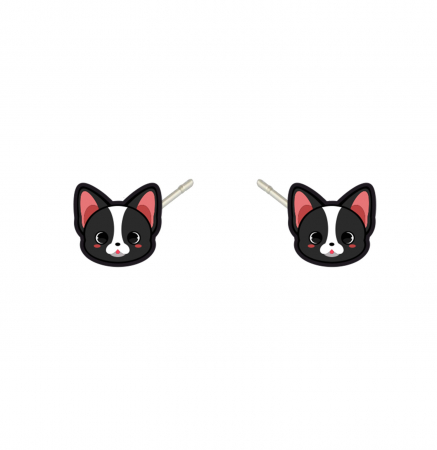Cercei handmade bulldog cu tortite de otel inoxidabil, 12mm