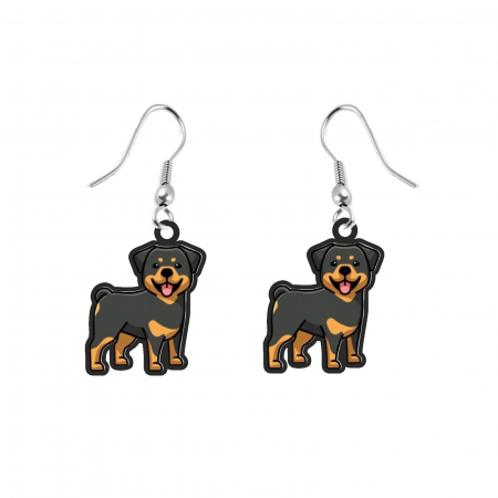 Cercei - Cercei handmade Rottweiller cu tortite de otel inoxidabil, 30 mm