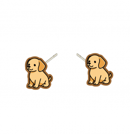 Cercei din lemn - Cercei handmade Golden Retriever cu tortite de otel inoxidabil, 12mm