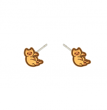 Cercei handmade Cats Brown cu tortite de otel inoxidabil, 12mm