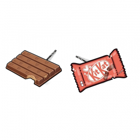 Cercei din lemn - Cercei handmade KitKat cu tortite de otel inoxidabil, 12 mm