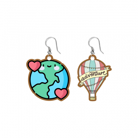Cercei handmade Travel the world cu tortite de otel inoxidabil, 30 mm