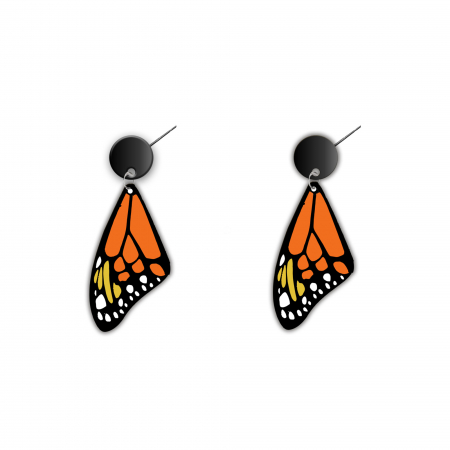 Cercei din lemn - Cercei handmade Butterfly Wing cu tortite de otel inoxidabil, 45 mm