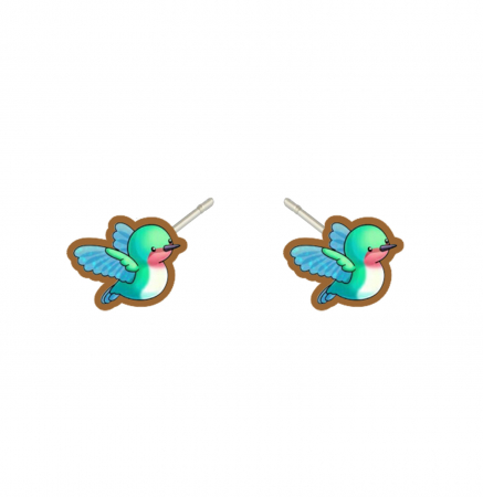 Cercei - Cercei handmade colibri cu tortite de otel inoxidabil, 12mm