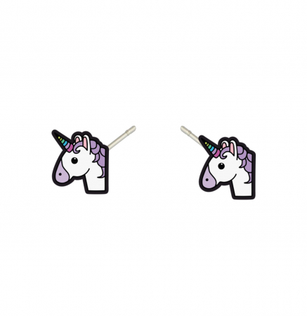 Cercei din lemn - Cercei handmade unicorn cu tortite de otel inoxidabil, 12mm