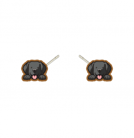 Cercei din lemn - Cercei handmade labrador cu tortite de otel inoxidabil, 12mm