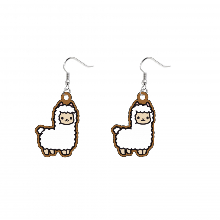 Cercei handmade Llama cu tortite de otel inoxidabil, 30 mm