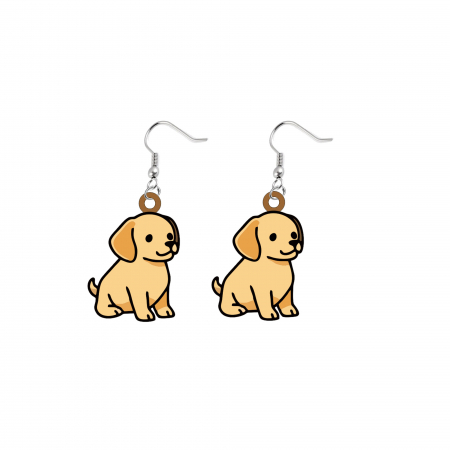 Cercei handmade Golden Retriever cu tortite de otel inoxidabil, 30 mm