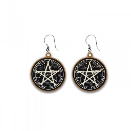 Cercei - Cercei handmade Pentagrama cu tortite de otel inoxidabil, 40mm