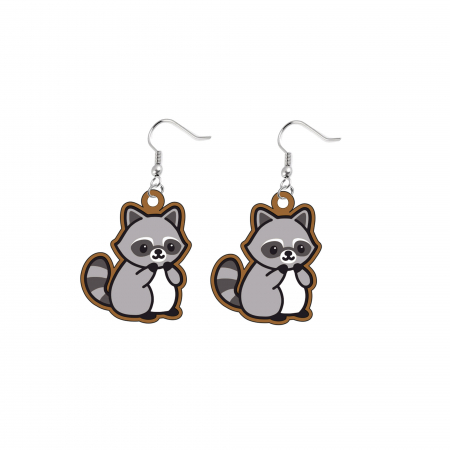 Cercei handmade Raccoon cu tortite de otel inoxidabil, 30 mm