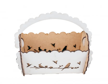 Decoratiuni Paste - Cosulet din lemn decorativ pentru oua model pasarele