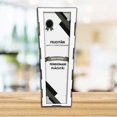 Cutii si accesorii pentru vin - Cutie de vin personalizata pentru pensionare