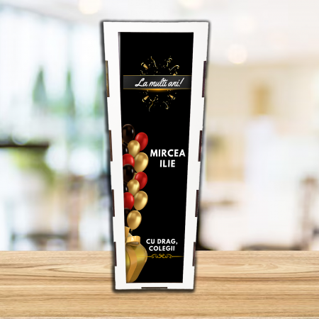 Cutii si accesorii pentru vin - Cutie de vin personalizata La multi ani cu baloane