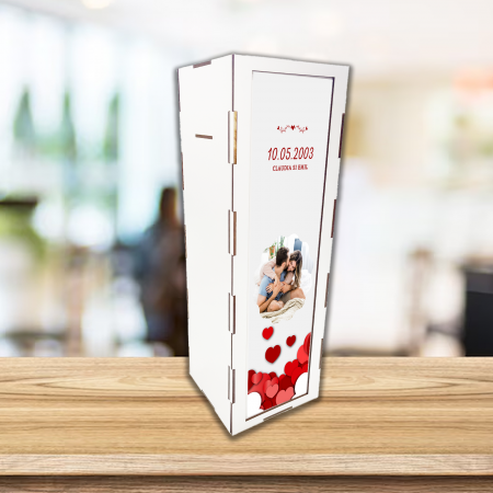 Cutii si accesorii pentru vin - Cutie de vin personalizata cu poza Valentine's Day