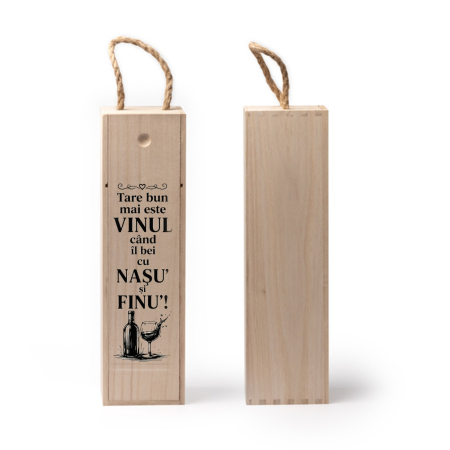 Cutii si accesorii pentru vin - Cutie din lemn pentru sticla de vin personalizata Nasul si Finul