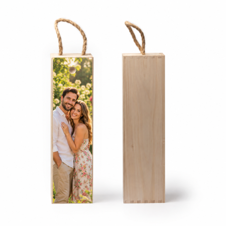 Cutii si accesorii pentru vin - Cutie din lemn pentru vin personalizata cu fotografie color