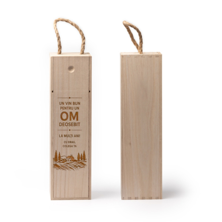 Cutii si accesorii pentru vin - Cutie din lemn pentru sticla de vin personalizata Un vin bun