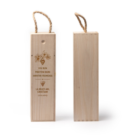 Cutii si accesorii pentru vin - Cutie din lemn pentru sticla de vin personalizata La multi ani