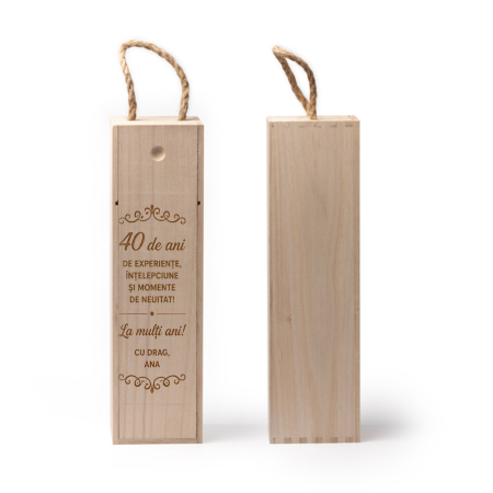 Cutii si accesorii pentru vin - Cutie din lemn pentru sticla de vin personalizata aniversare