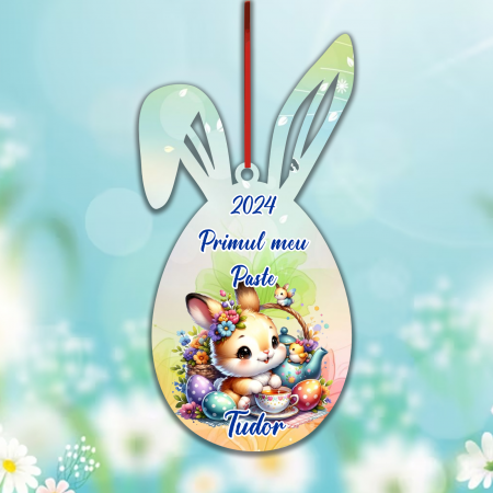 Decoratiuni Paste - Decoratiune personalizata Primul meu Paste iepuras, 10 cm