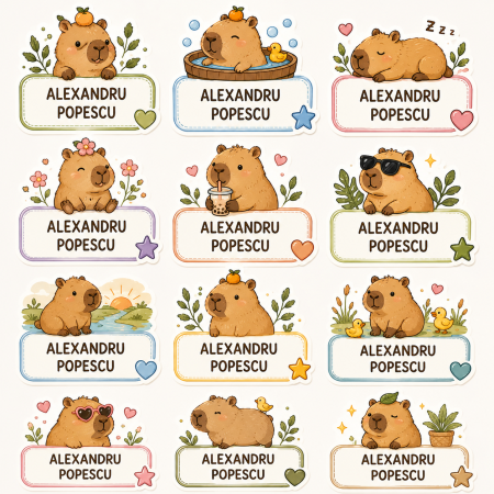Back to School - Etichete personalizate pentru copii – Capibara
