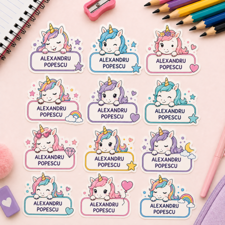 Back to School - Etichete personalizate pentru copii – Unicorni