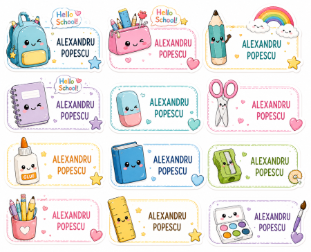 Back to School - Etichete personalizate pentru copii – Hello School