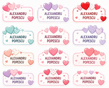 Back to School - Etichete personalizate pentru copii – Inimioare