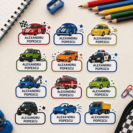 Back to School - Etichete personalizate pentru copii – Masinute