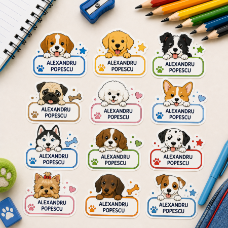 Back to School - Etichete personalizate pentru copii – Caini