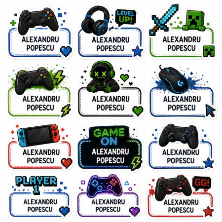 Back to School - Etichete personalizate pentru copii – Gaming