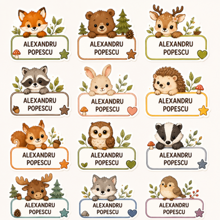 Back to School - Etichete personalizate pentru copii – Animale