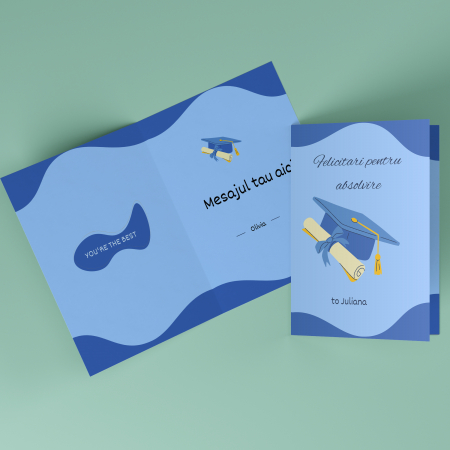 Print personalizat - Felicitare personalizata pentru absolvire albastru