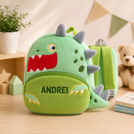 Back to School - Ghiozdan de plus personalizat cu nume – Dinozaur