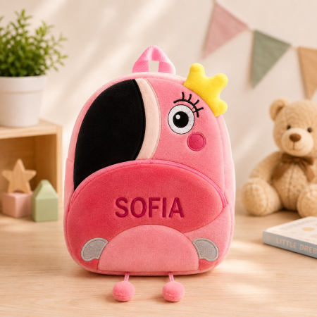 Back to School - Ghiozdan de plus personalizat cu nume – Flamingo