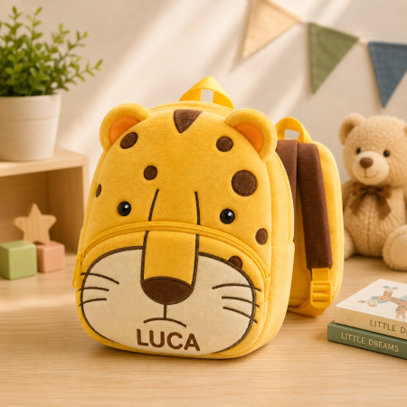 Back to School - Ghiozdan de plus personalizat cu nume – Leopard