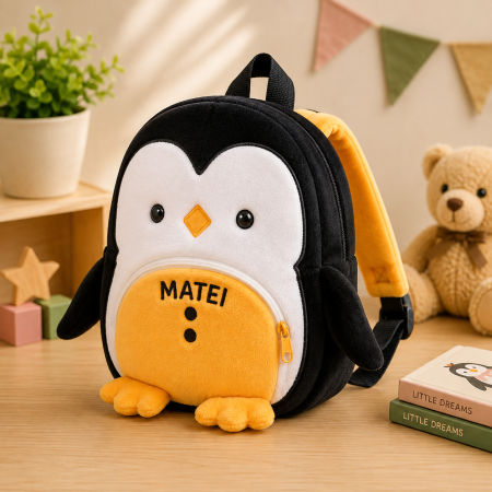 Back to School - Ghiozdan de plus personalizat cu nume – Pinguin
