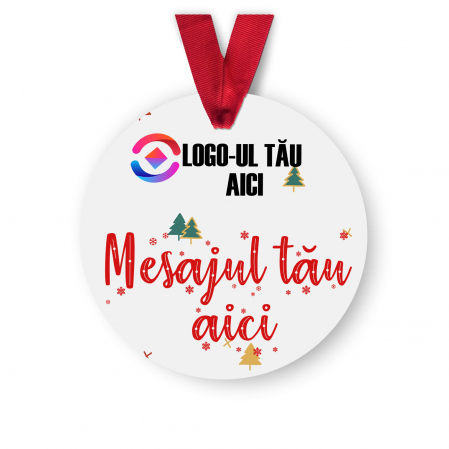 Globuri Personalizate  - Glob personalizat cu logo si mesaj de Craciun 8 cm