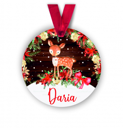 Globuri Personalizate  - Glob personalizat cu nume caprioara festiva 8 cm