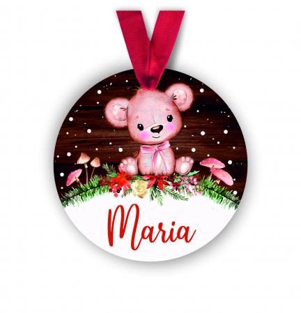 Globuri Personalizate  - Glob personalizat cu nume ursulet roz 8 cm