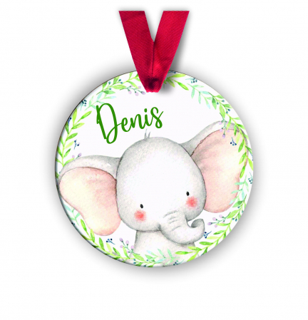 Globuri Personalizate  - Glob personalizat cu nume elefant verde 8 cm