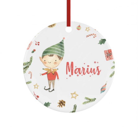 Globuri Personalizate  - Glob personalizat cu nume spiridus 8 cm