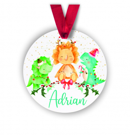 Globuri Personalizate  - Glob personalizat cu nume dinozauri festivi 8 cm